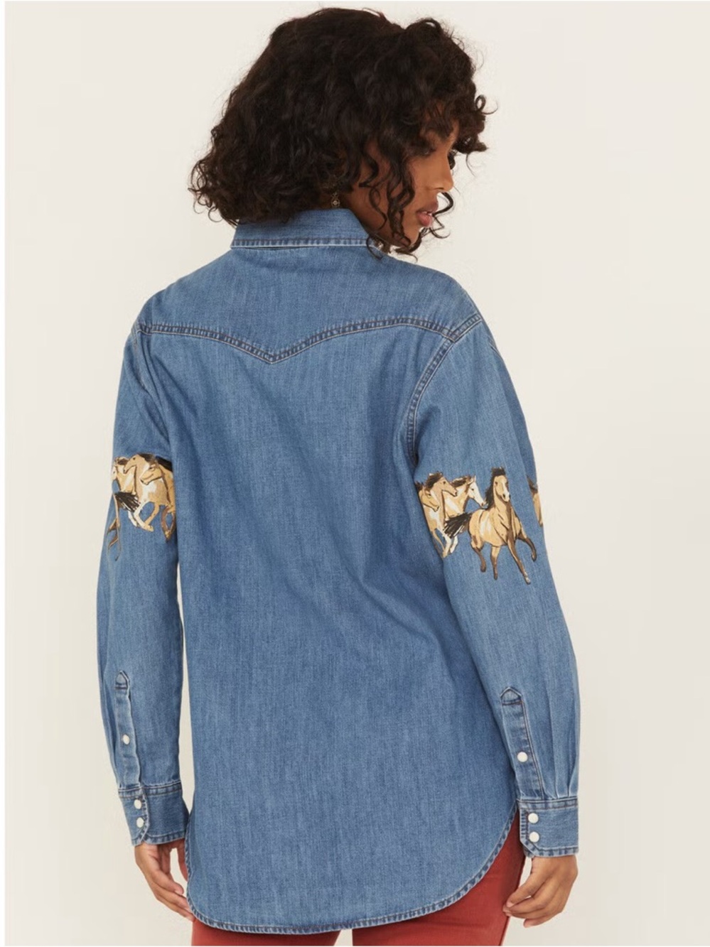 Wrangler Western Running Horse Denim Western Shirt - Picture 4 of 4